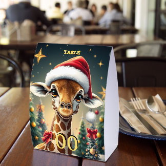 Plaque De Table Baby Giraffe Christmas Table Number Sign Holiday 