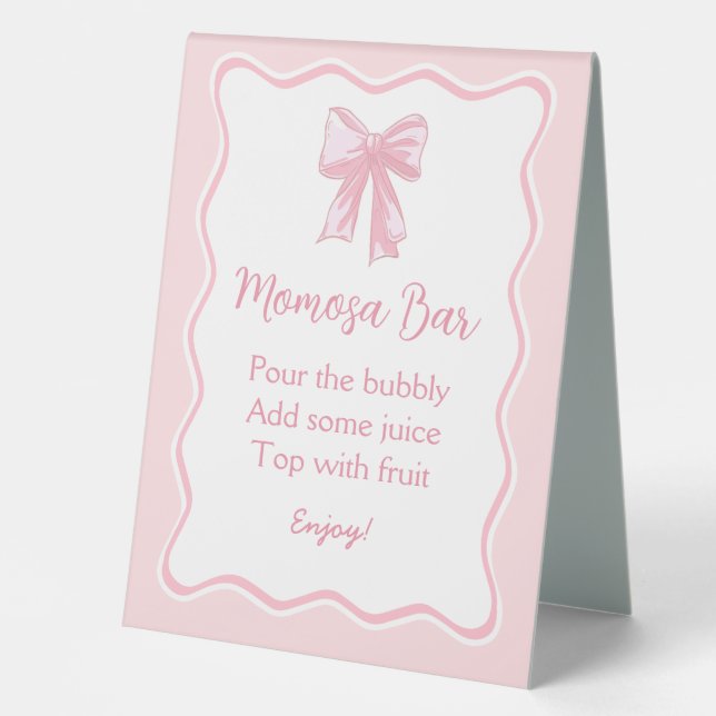 Plaque De Table Baby shower Bow rose Momosa Bar (Recto)