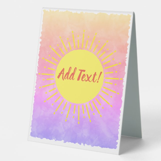 Plaque De Table Baby shower d'aquarelle Sunshine Arrière - plan pe (Recto)