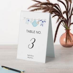 Plaque De Table Baby shower de ligne de vêtements pour garçon bleu