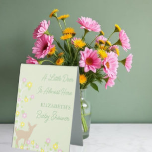 Plaque De Table Baby Shower Fawn Floral Girl