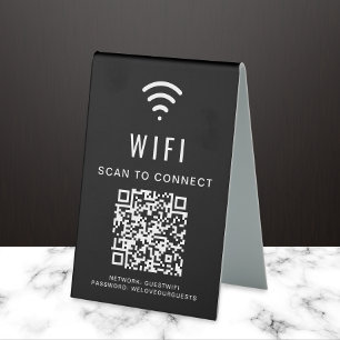 Plaque De Table Balayage de code QR Wifi Pour Connexion Noir