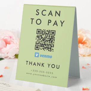Plaque De Table Balayage professionnel pour payer Venmo QR Code Li