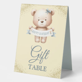 Plaque De Table Bannière d'Anniversaire de l'ours en peluche migno