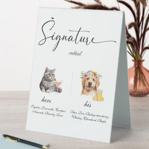 Plaque De Table Bar à boissons avec signature Mariage pour animaux