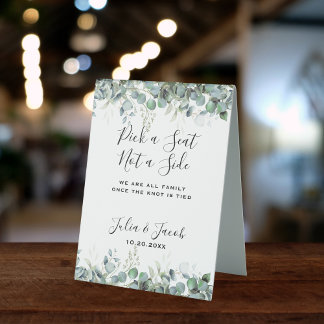Plaque De Table Bar Mariage de dessert simple Eucalyptus Greenery