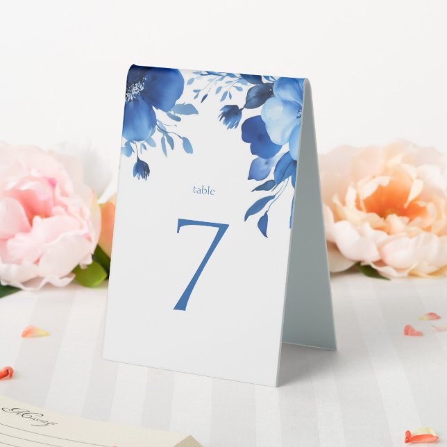 Plaque De Table Bat mitzvah d'aquarelle Blue Blooms (In SItu (Mariage))