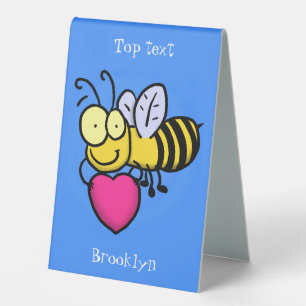 Plaque De Table Belle abeille drôle avec dessin animé du coeur