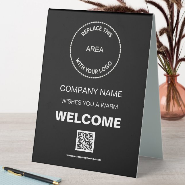 Plaque De Table Bienvenue Entreprise Événement Votre Logo Code QR  (En SItu (Tableau))