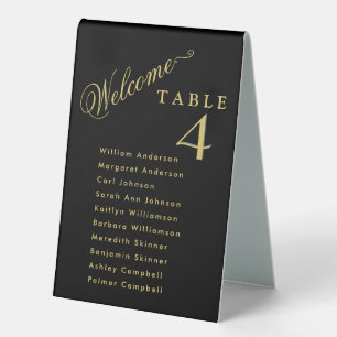 Plaque De Table Bienvenue Fête de Retraite Sièges Black Gold