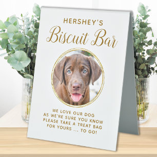 Plaque De Table Biscuit Bar Animal Photo Gold Chien Mariage Favori