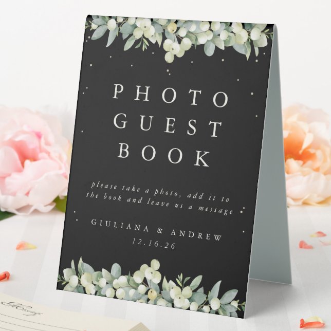 Plaque De Table Black Snowberry+Eucalyptus Mariage Photo GuestBook (In SItu (Mariage))