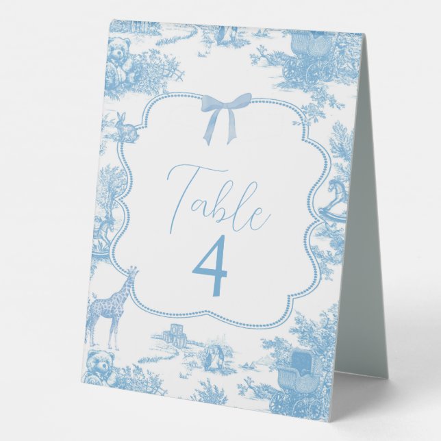 Plaque De Table Bleu Blanc Toile de Jouy Oear Giraffe Numéro de ta (Verso)
