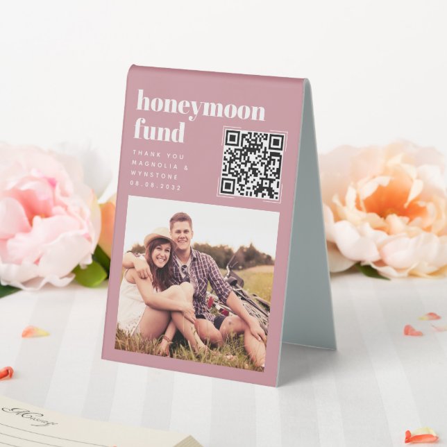 Plaque De Table Blush Rose Mariage Honmoon Fund QR Code (In SItu (Mariage))