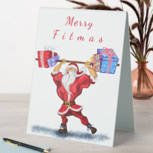 Plaque De Table Bodybuilder Père Noël Funny Christmas Table Sign