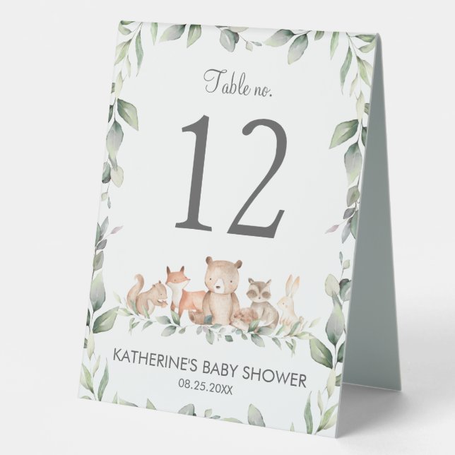 Plaque De Table Bois Animaux Végétation Baby shower d'anniversaire (Recto)
