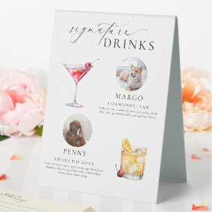 Plaque De Table Boissons Signature de Photo de Compagnon Minimal d