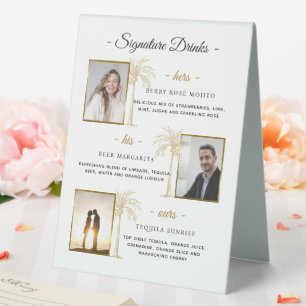 Plaque De Table Boissons Signature Personnalisées Photo de mariage