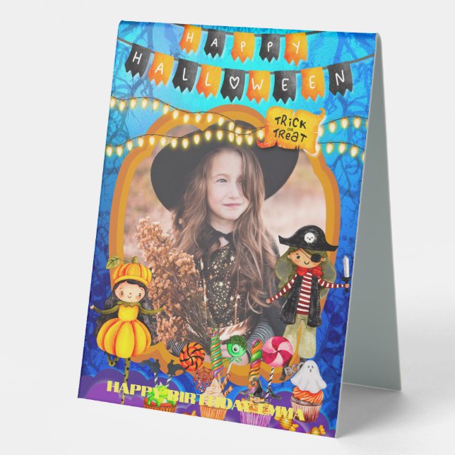 Plaque De Table Bonne fête d'Halloween Costume enfants fête (Recto)