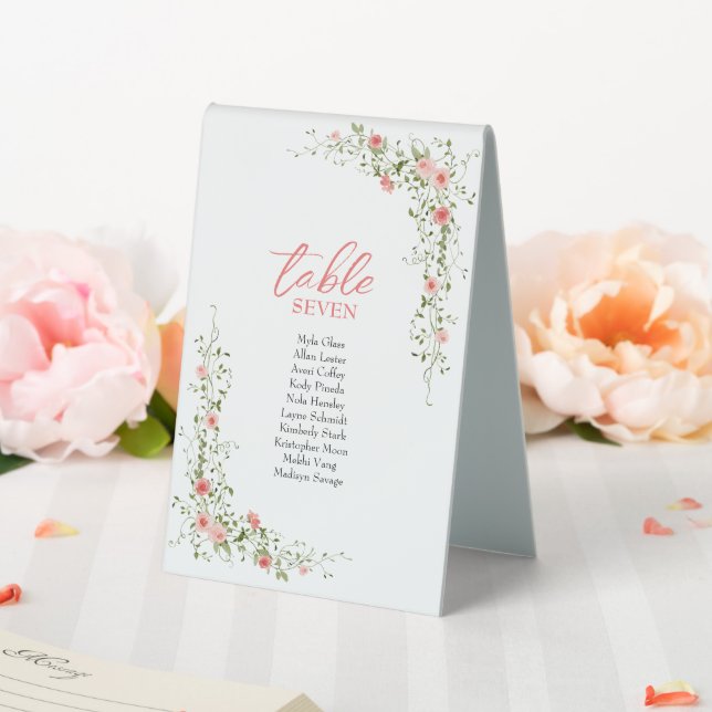Plaque De Table Botanique Elegant rose roses Script Mariage (In SItu (Mariage))