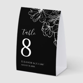 Plaque De Table Botanique Noir Minimaliste Noir et Blanc