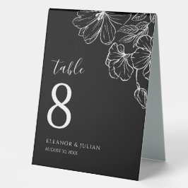 Plaque De Table Botanique Noir Minimaliste Noir et Blanc