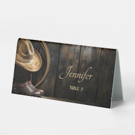 Plaque De Table Bottes, Casquette et Mariage de bois