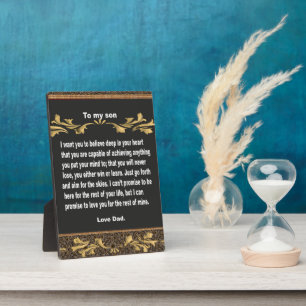 Plaque de table, cadeau à mon fils, citations
