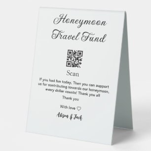 Plaque De Table Caisse de lune de miel scannez le code QR ajouter