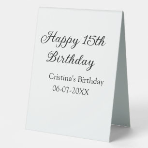 Plaque De Table calligraphie simple minimum heureux 15e anniversai