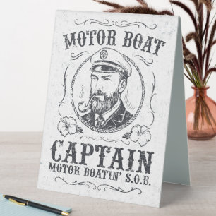 Plaque De Table Capitaine de bateau à moteur drôle Pontoon bateau