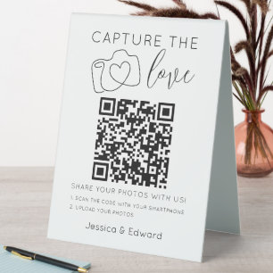 Plaque De Table Capturez L'Amour Qr Code Black Chic Mariage modern