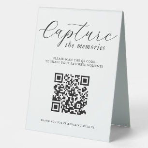 Plaque De Table Capturez les souvenirs Code QR de photo de mariage