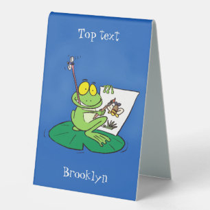 Plaque De Table Caricature amusante de grenouille verte