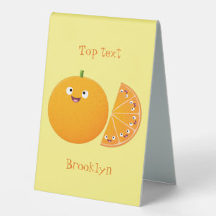 Plaque De Table Caricature d'agrumes d'orange