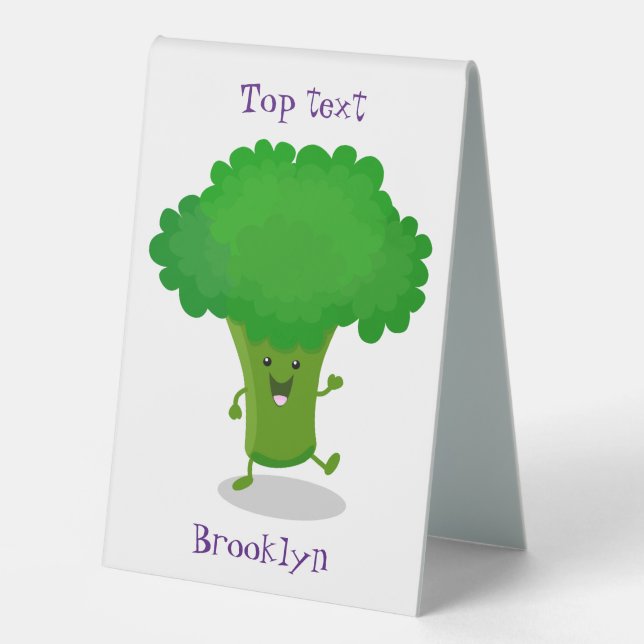Plaque De Table Caricature de brocoli dansant Cute kawaii (Recto)