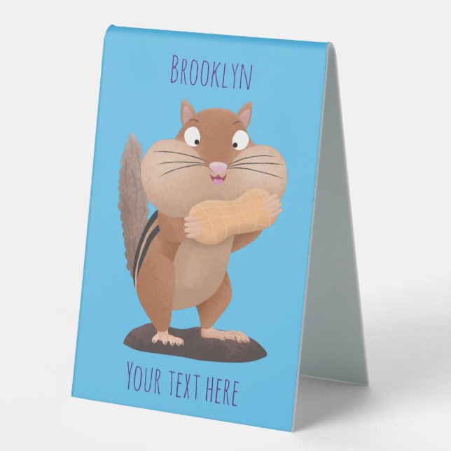 Plaque De Table Caricature de chipmunk à grosses joues mignonnes (Recto)