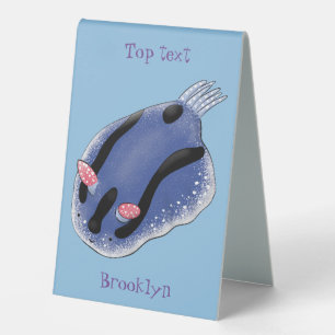 Plaque De Table Caricature de nudibranche bleu mignon