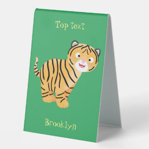 Plaque De Table Caricature de petit tigre joyeux