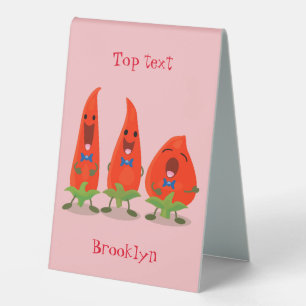 Plaque De Table Caricature de piments chantants mignons
