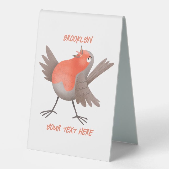 Plaque De Table Caricature d'oiseau rouge chantant mignon (Recto)