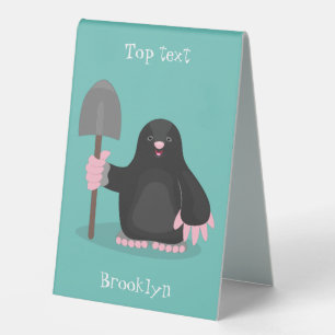 Plaque De Table Caricature mole joyeux