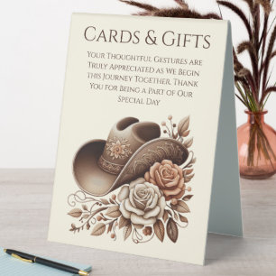 Plaque De Table Cartes & Cadeaux de Mariage - Chapeau de Cowgirl