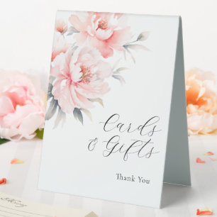 Plaque De Table CARTES & CADEAUX Peonies MARIAGE PONT Rose BLANC