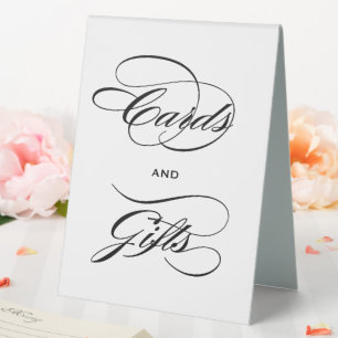 Plaque De Table Cartes et cadeaux de calligraphie noir élégant