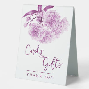 Plaque De Table Cartes et cadeaux de mariage à fleurs mauves viole