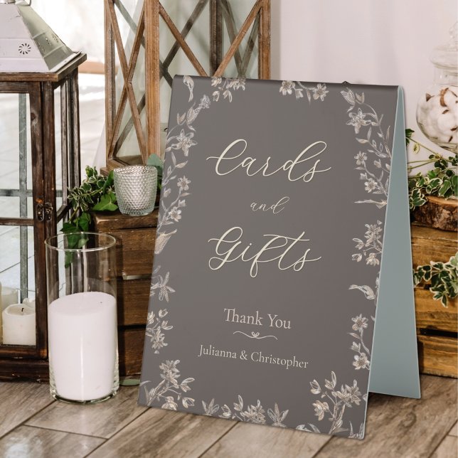 Plaque De Table Cartes et cadeaux Elégant Fleur sauvage Mocha Scri (Créateur téléchargé)