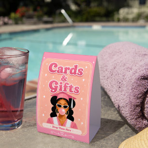 Plaque De Table Cartes et Cadeaux Fille Noire Rose Diplômée