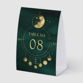 Plaque De Table Celestial Emerald Moon Phases Wedding Table Number