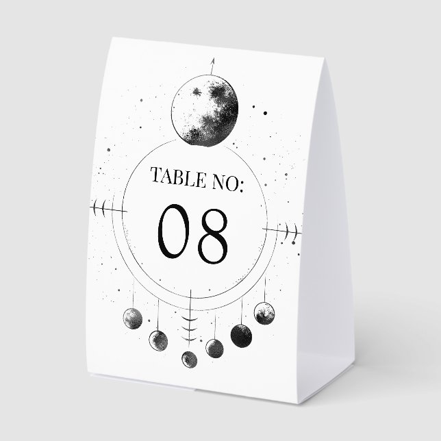 Plaque De Table Celestial Moon Phases Wedding Table Number (Recto)